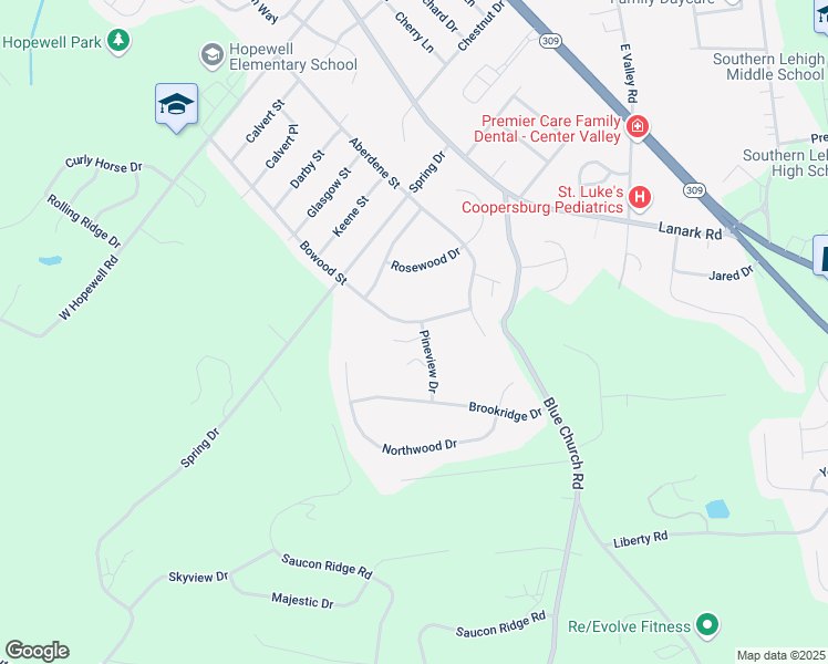 map of restaurants, bars, coffee shops, grocery stores, and more near 5250 Pineview Drive in Lehigh County