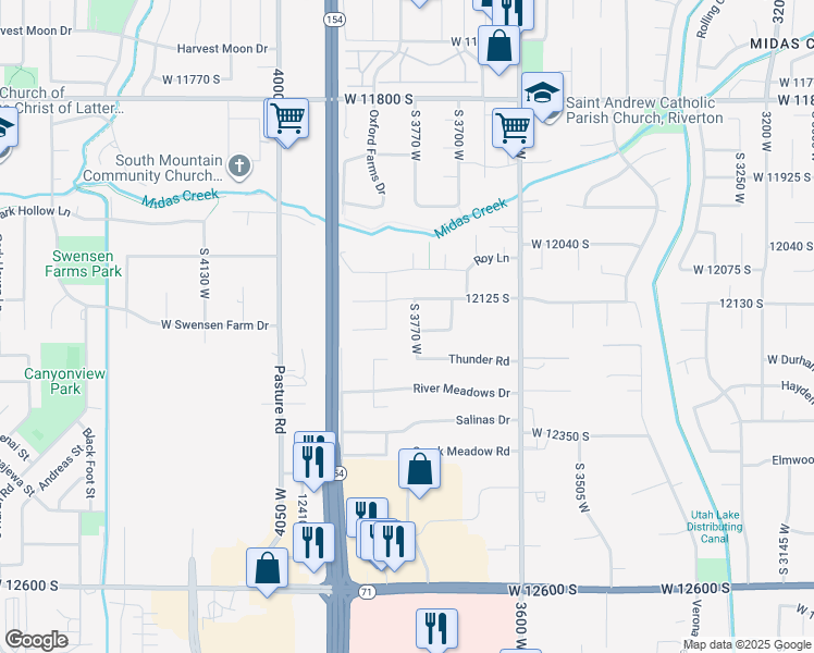 map of restaurants, bars, coffee shops, grocery stores, and more near 12178 South 3770 West in Riverton