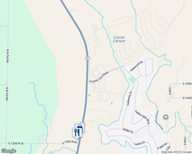 map of restaurants, bars, coffee shops, grocery stores, and more near 1925 North Anderson Pass Loop in Heber City