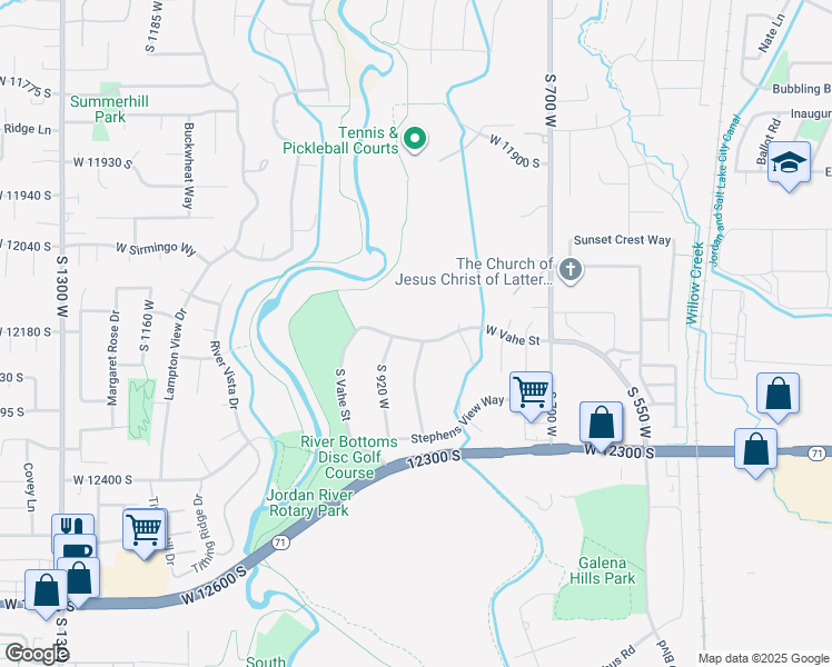 map of restaurants, bars, coffee shops, grocery stores, and more near 888 West Vahe Street in Draper