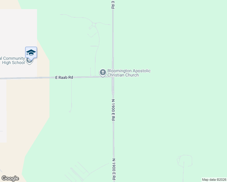 map of restaurants, bars, coffee shops, grocery stores, and more near County Road 1900 East in Normal