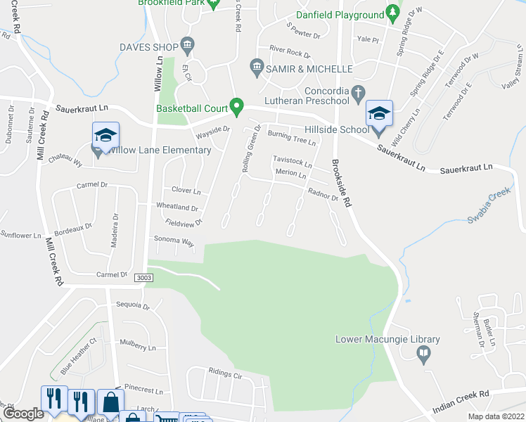 map of restaurants, bars, coffee shops, grocery stores, and more near 2773 Springhaven Place in Macungie