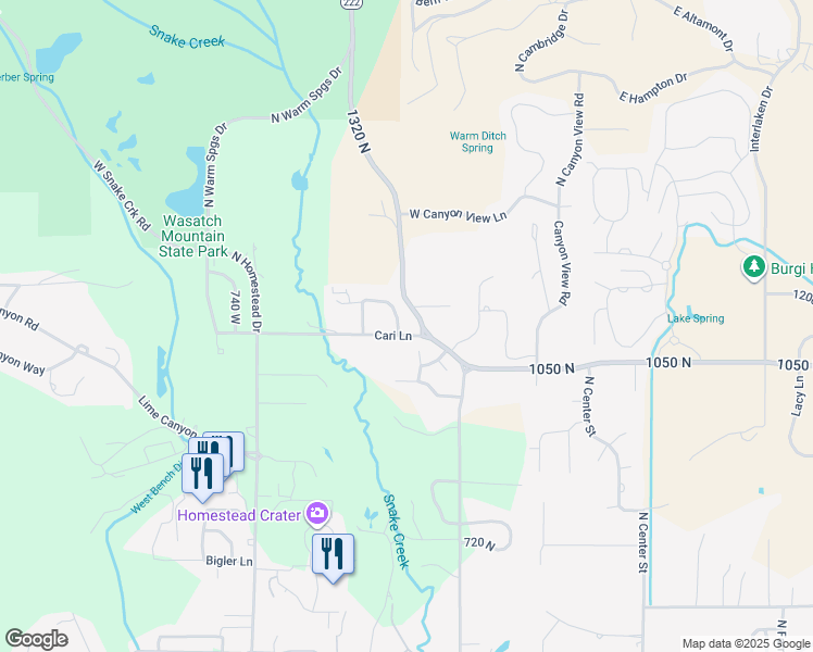 map of restaurants, bars, coffee shops, grocery stores, and more near 1116 455 West in Midway