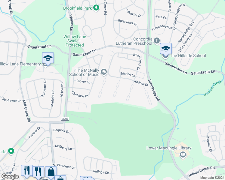 map of restaurants, bars, coffee shops, grocery stores, and more near 2766 Springhaven Place in Macungie