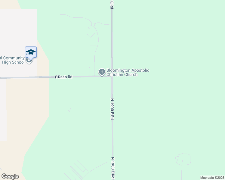 map of restaurants, bars, coffee shops, grocery stores, and more near County Road 1900 East in Normal