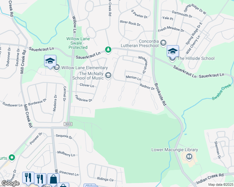 map of restaurants, bars, coffee shops, grocery stores, and more near 2790 Springhaven Place in Macungie
