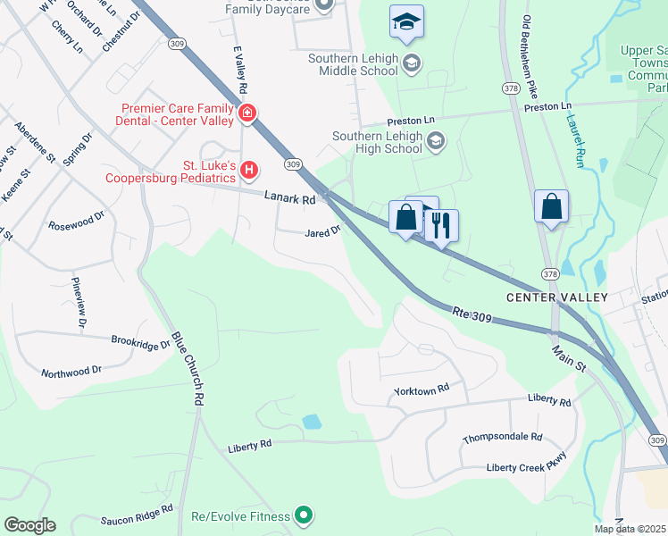 map of restaurants, bars, coffee shops, grocery stores, and more near 4291 Cumorah Avenue in Lehigh County