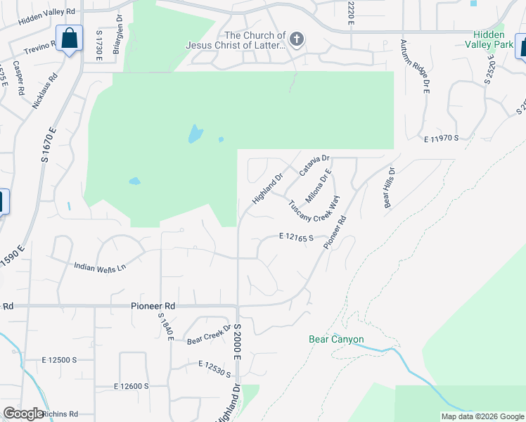 map of restaurants, bars, coffee shops, grocery stores, and more near 2051 East Tivoli Hills Court in Draper