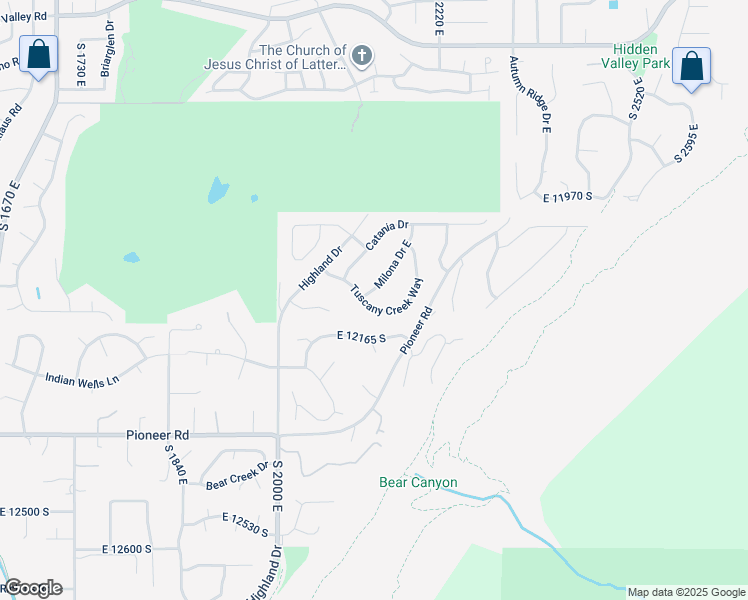 map of restaurants, bars, coffee shops, grocery stores, and more near 12095 Milona Drive in Draper