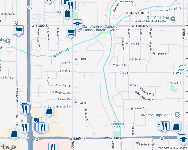 map of restaurants, bars, coffee shops, grocery stores, and more near 12188 South 3450 West in Riverton