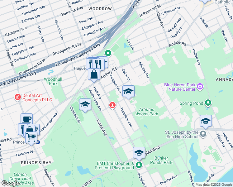 map of restaurants, bars, coffee shops, grocery stores, and more near 11 Comely Street in Staten Island