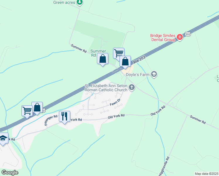 map of restaurants, bars, coffee shops, grocery stores, and more near 93 Huckleberry Court in Readington Township