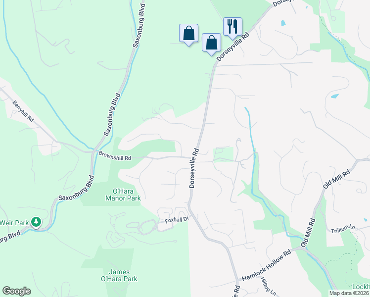 map of restaurants, bars, coffee shops, grocery stores, and more near 202 Ohara Manor Drive in Pittsburgh