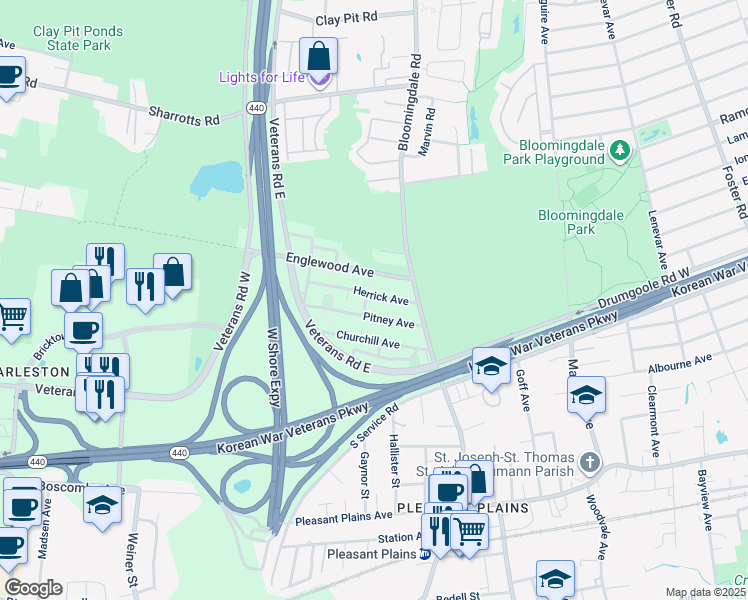 map of restaurants, bars, coffee shops, grocery stores, and more near 456 Englewood Avenue in Staten Island