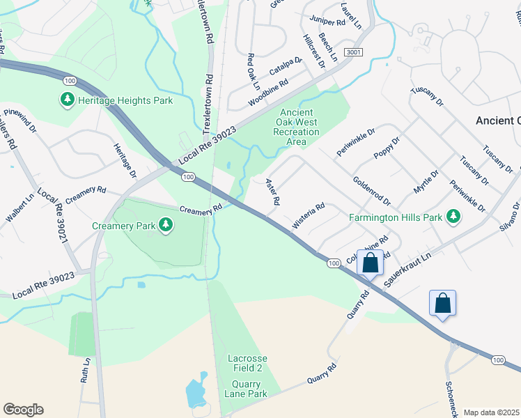 map of restaurants, bars, coffee shops, grocery stores, and more near 2015 Pennsylvania 100 in Macungie