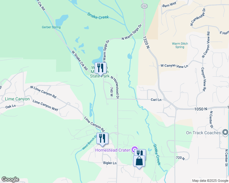 map of restaurants, bars, coffee shops, grocery stores, and more near 1146 Cottage Way in Midway