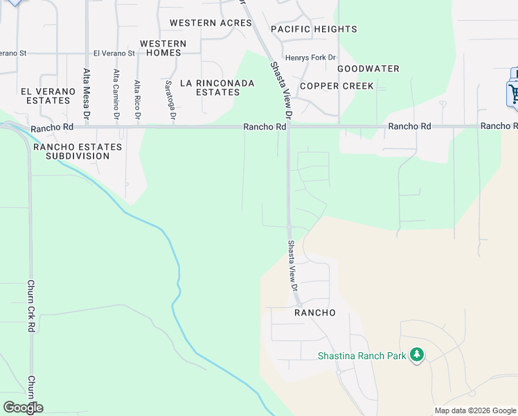 map of restaurants, bars, coffee shops, grocery stores, and more near 5221 Bo Peep Lane in Redding