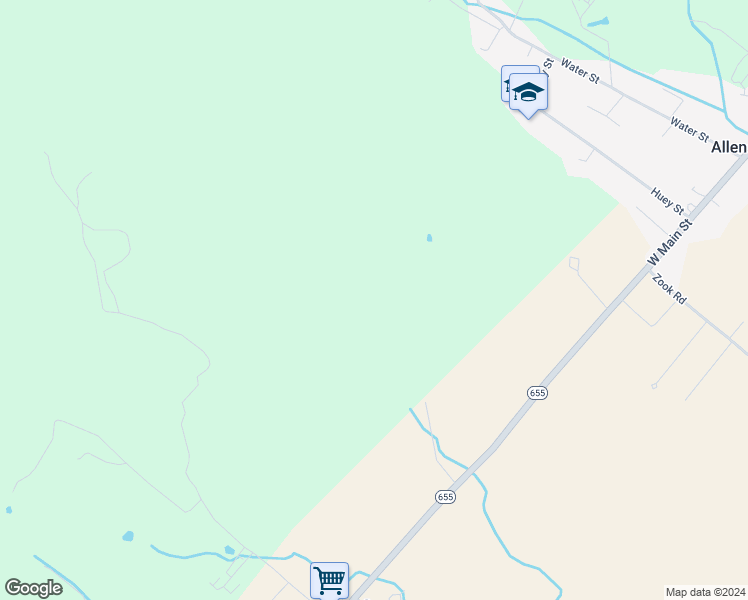 map of restaurants, bars, coffee shops, grocery stores, and more near 77 Pennsylvania 655 in Mill Creek