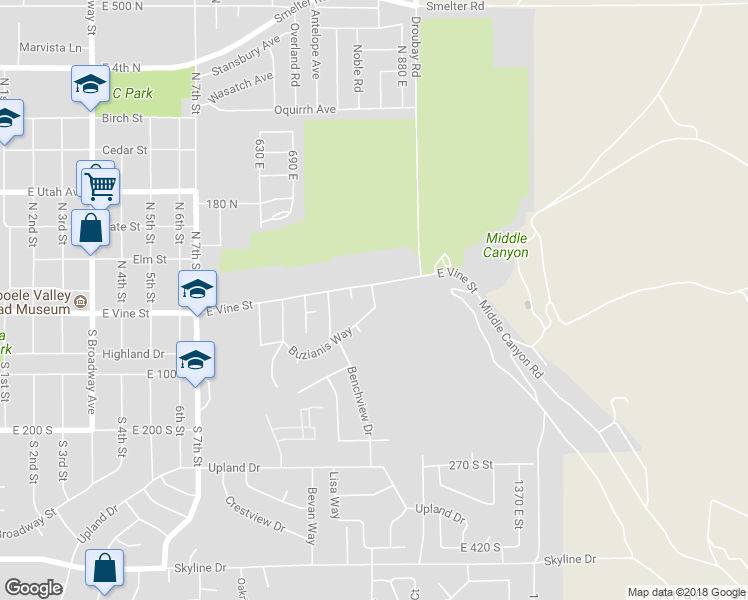 map of restaurants, bars, coffee shops, grocery stores, and more near 19 South 820 East in Tooele