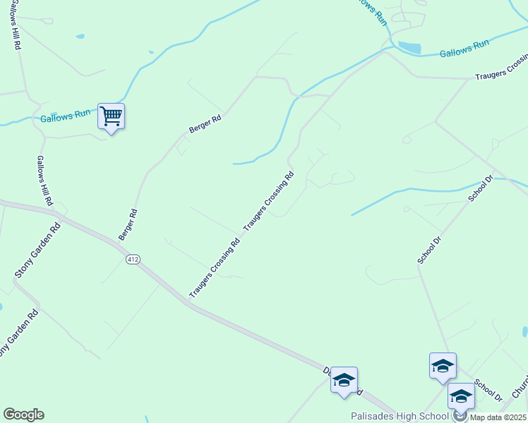 map of restaurants, bars, coffee shops, grocery stores, and more near 85 Traugers Crossing Road in Kintnersville