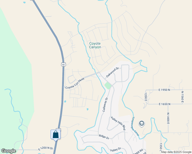 map of restaurants, bars, coffee shops, grocery stores, and more near East Coyote Lane in Heber City