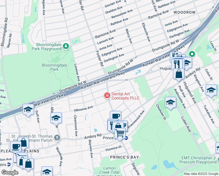 map of restaurants, bars, coffee shops, grocery stores, and more near 275 Bradford Avenue in Staten Island