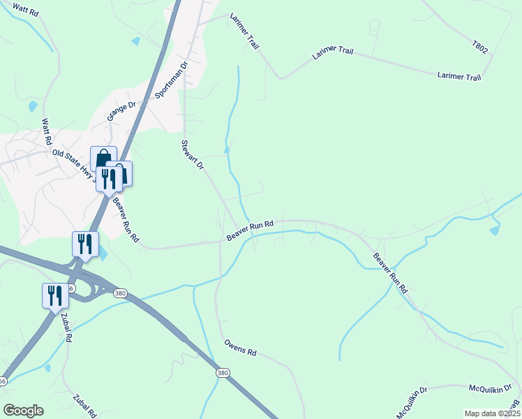 map of restaurants, bars, coffee shops, grocery stores, and more near 211 Beaver Run Road in Apollo