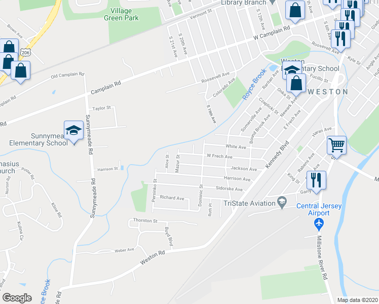 map of restaurants, bars, coffee shops, grocery stores, and more near 524 West Frech Avenue in Manville