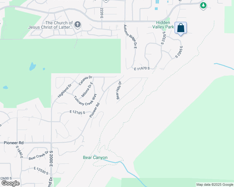 map of restaurants, bars, coffee shops, grocery stores, and more near 2412 Bear Hills Drive in Draper