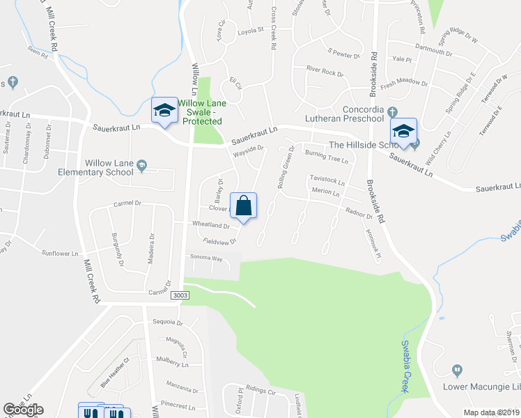 map of restaurants, bars, coffee shops, grocery stores, and more near 2715 Rolling Green Place in Macungie