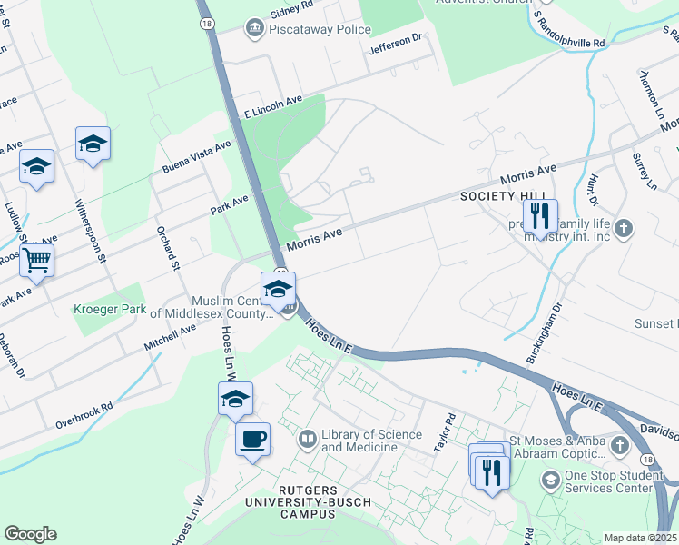 map of restaurants, bars, coffee shops, grocery stores, and more near 860 Gates Avenue in Piscataway