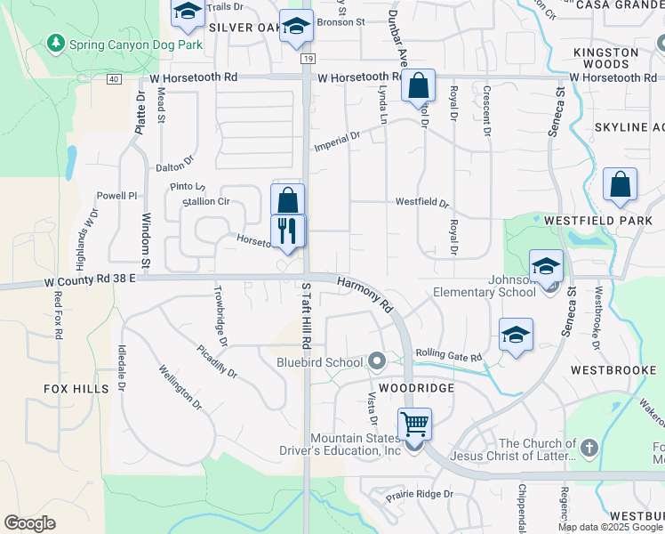 map of restaurants, bars, coffee shops, grocery stores, and more near 4031 Goodell Lane in Fort Collins