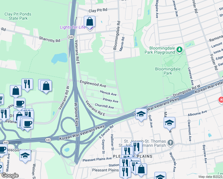 map of restaurants, bars, coffee shops, grocery stores, and more near 498 Englewood Avenue in Staten Island
