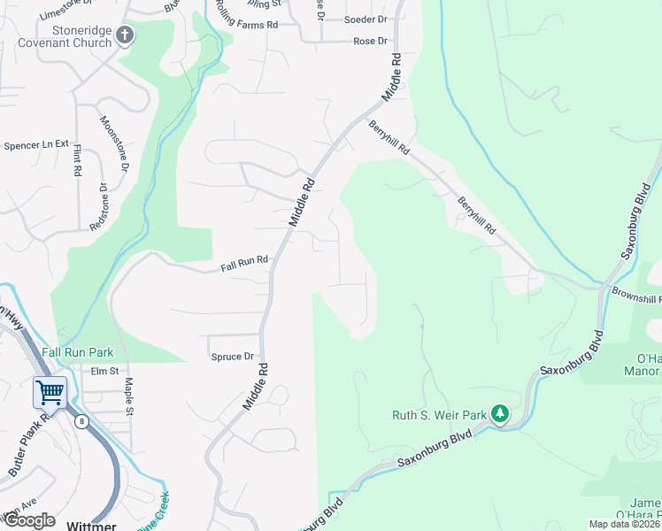 map of restaurants, bars, coffee shops, grocery stores, and more near 1505 Middlecrest Road in Glenshaw