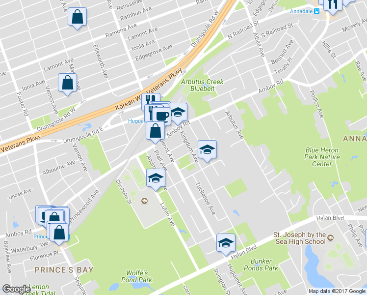 map of restaurants, bars, coffee shops, grocery stores, and more near 6 Algonkin Street in Staten Island