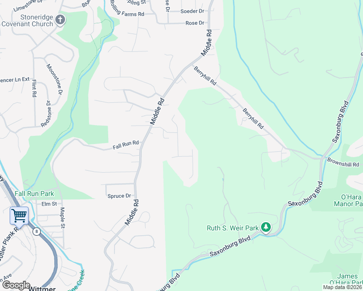 map of restaurants, bars, coffee shops, grocery stores, and more near 1505 Middlecrest Drive in Glenshaw