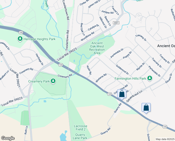 map of restaurants, bars, coffee shops, grocery stores, and more near 1795 Aster Rd in Macungie