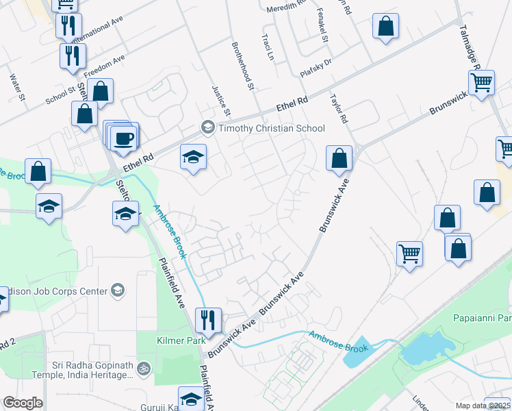 map of restaurants, bars, coffee shops, grocery stores, and more near 8308 Hana Road in Edison