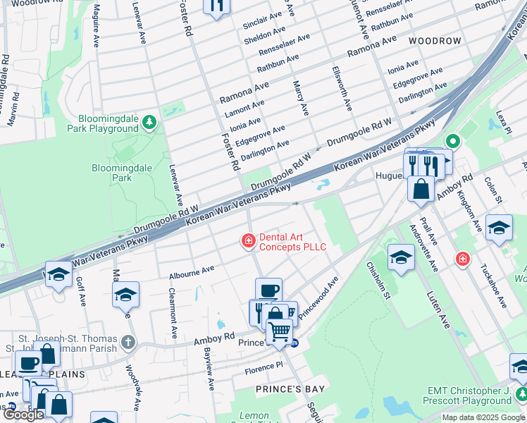 map of restaurants, bars, coffee shops, grocery stores, and more near 275 Bradford Avenue in Staten Island