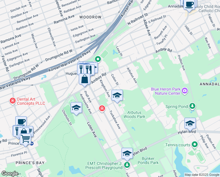 map of restaurants, bars, coffee shops, grocery stores, and more near 60 Stecher Street in Staten Island