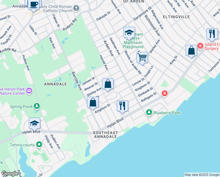 map of restaurants, bars, coffee shops, grocery stores, and more near 143 Noel Street in Staten Island