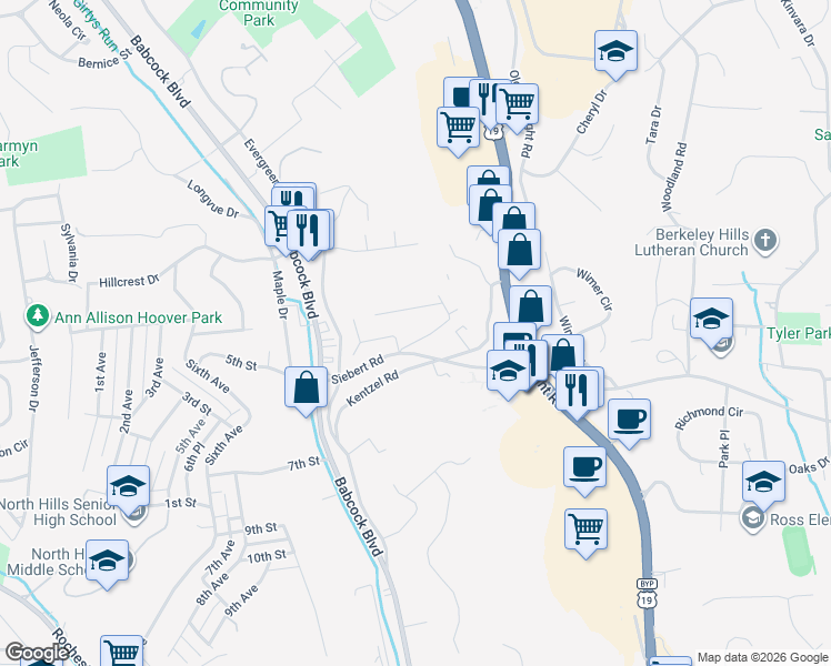 map of restaurants, bars, coffee shops, grocery stores, and more near 107 Simon Ave in Pittsburgh