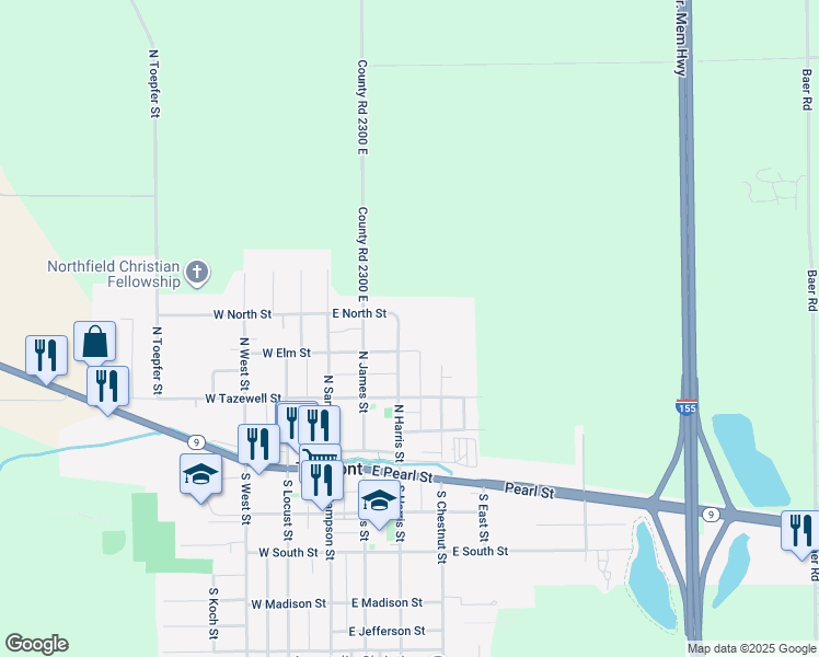 map of restaurants, bars, coffee shops, grocery stores, and more near 401 Harris St in Tremont