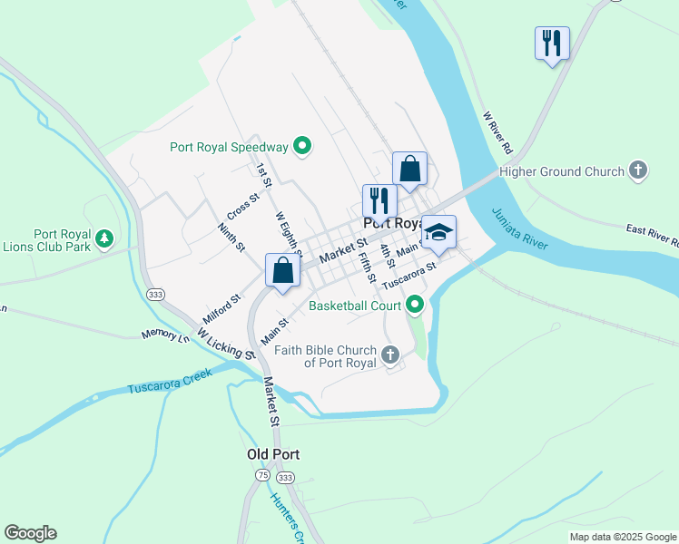 map of restaurants, bars, coffee shops, grocery stores, and more near 602 Main St in Port Royal