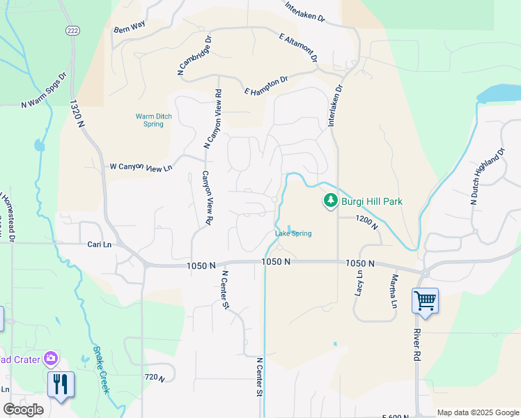 map of restaurants, bars, coffee shops, grocery stores, and more near 17 Oberland Court in Midway