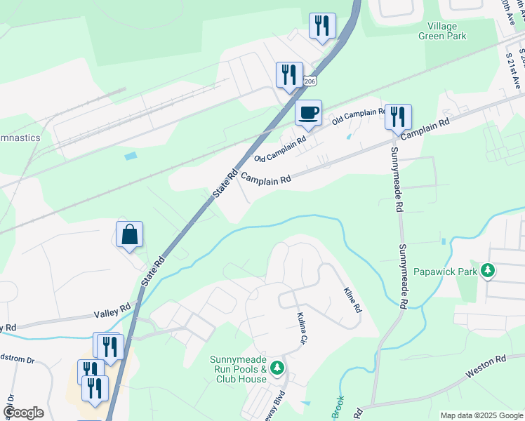 map of restaurants, bars, coffee shops, grocery stores, and more near 175 U.S. 206 in Hillsborough Township