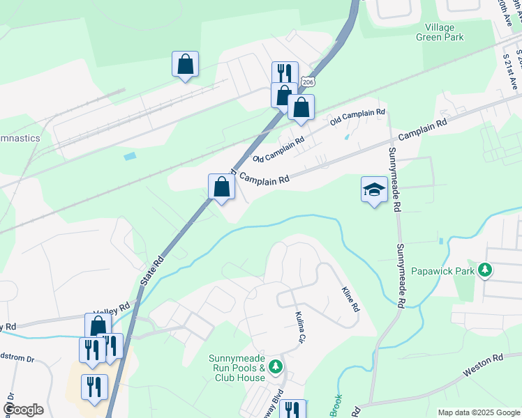 map of restaurants, bars, coffee shops, grocery stores, and more near 175 U.S. 206 in Somerset County