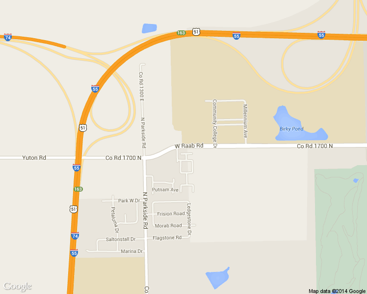 map of restaurants, bars, coffee shops, grocery stores, and more near County Road 1700 North in Normal
