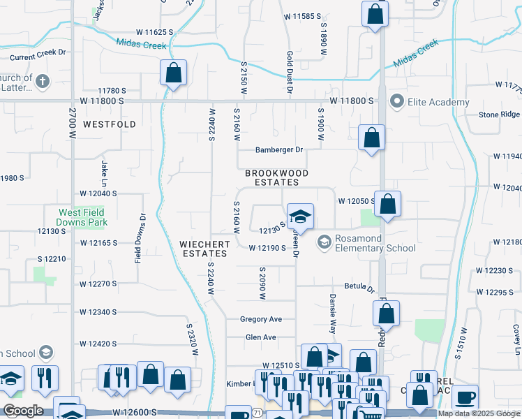 map of restaurants, bars, coffee shops, grocery stores, and more near 2079 West 12060 South in Riverton