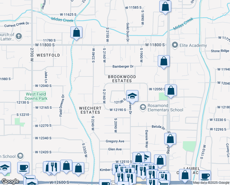 map of restaurants, bars, coffee shops, grocery stores, and more near 2079 West 12060 South in Riverton